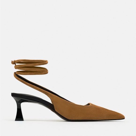 Zara lace up slingback leather heels - Picture 2 of 7
